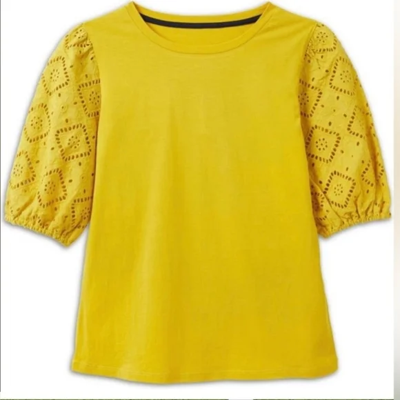 Boden Abigail Embroidered Eyelet  Puff Sleeves Buttery-soft  Blouse Sz 10 - Picture 3 of 16